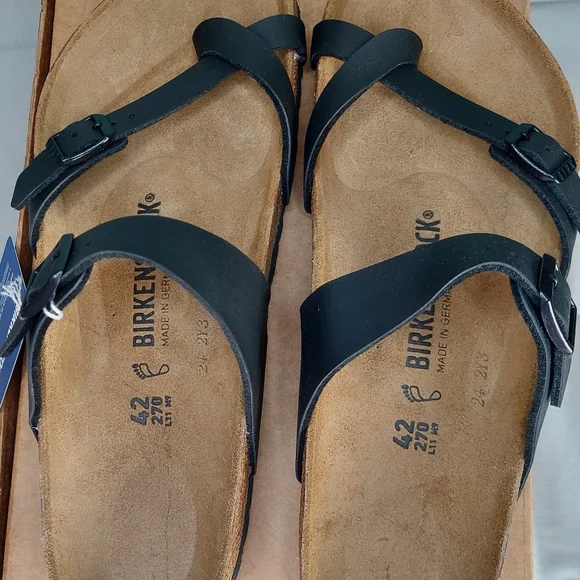 Birkenstock Black Leather Sandals Women Size 11 (EU 42) Or Men's Size 9 NWT - Picture 9 of 16